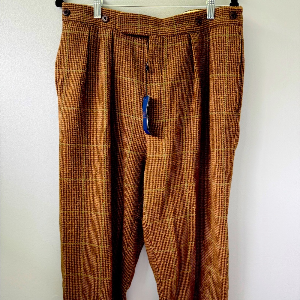 $498 Polo Ralph Lauren Tick-Weave Tweed Wool Brown Plus Four Trouser NWT